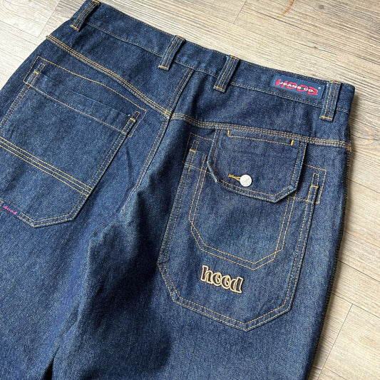 VINTAGE | Hood Jeans Co Contrast Stitch Dark Wash Denim Pants sz W36 L34