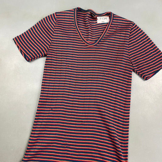 VINTAGE 90s Striped Stretch Blank T-Shirt sz XS Adult