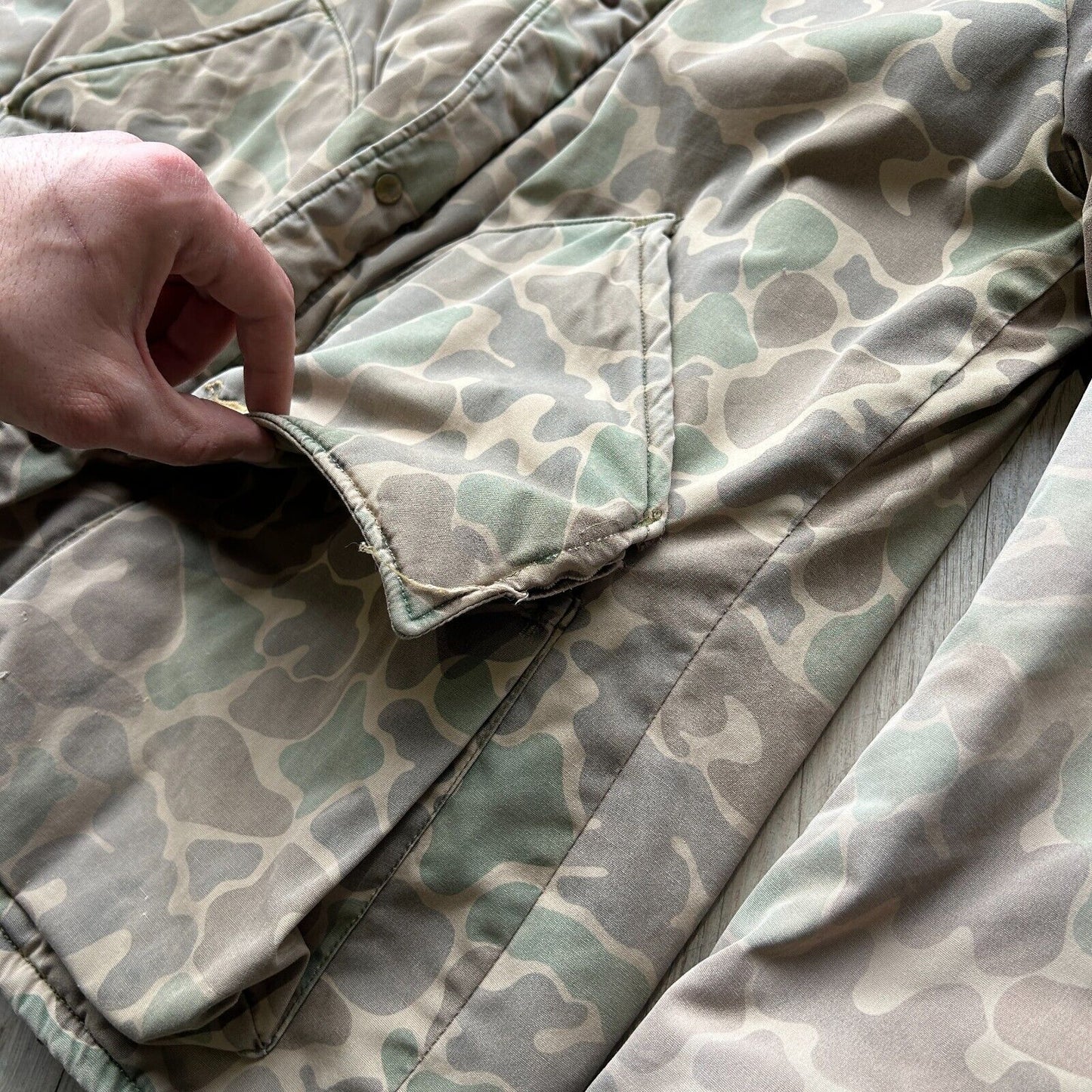 VINTAGE 80s | DUXBAK Faded Duck Camo Hunting Parka Jacket sz XL Adult