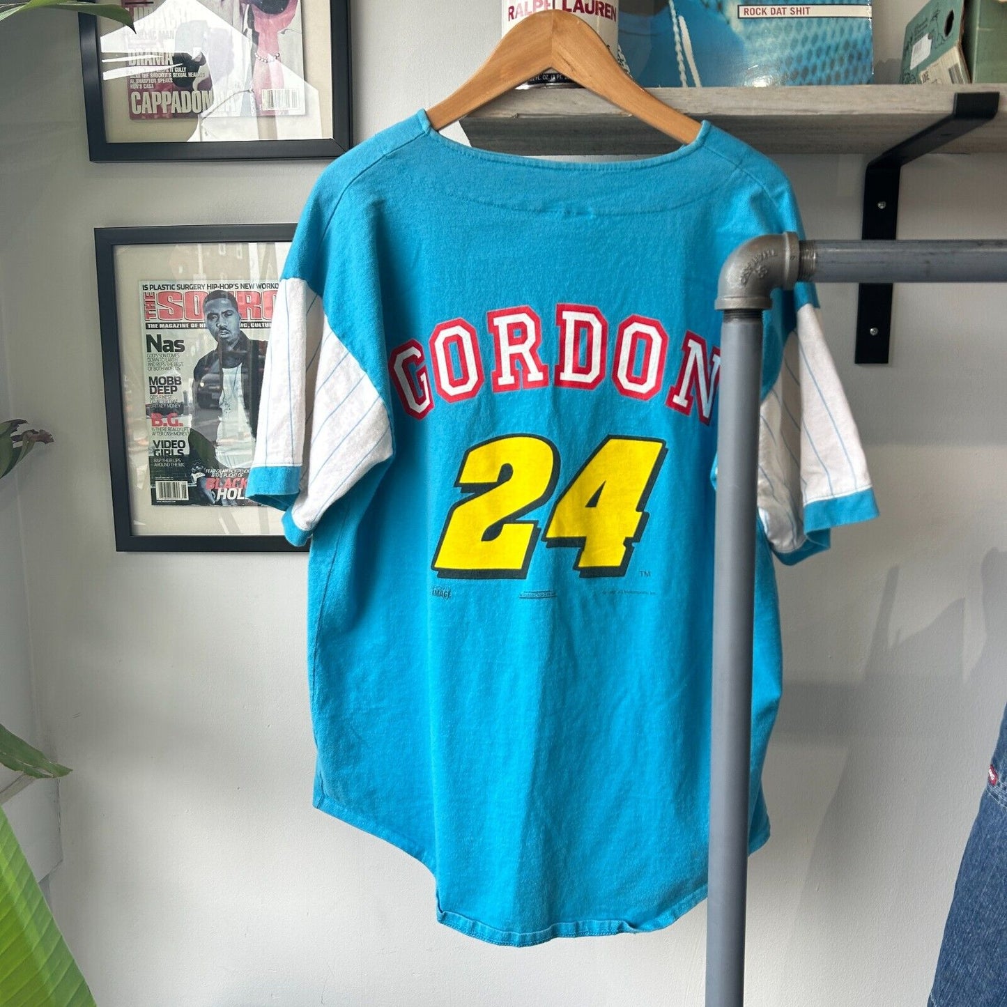 VINTAGE 90s | Jeff Gordon #24 Baseball Racing Jersey T-Shirt sz L Adult