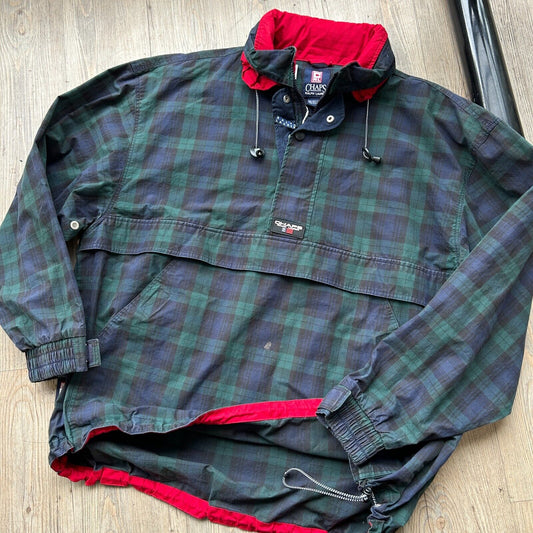 VINTAGE | Chaps RL Plaid 1/4 Zip Anorak Windbreaker Jacket sz L