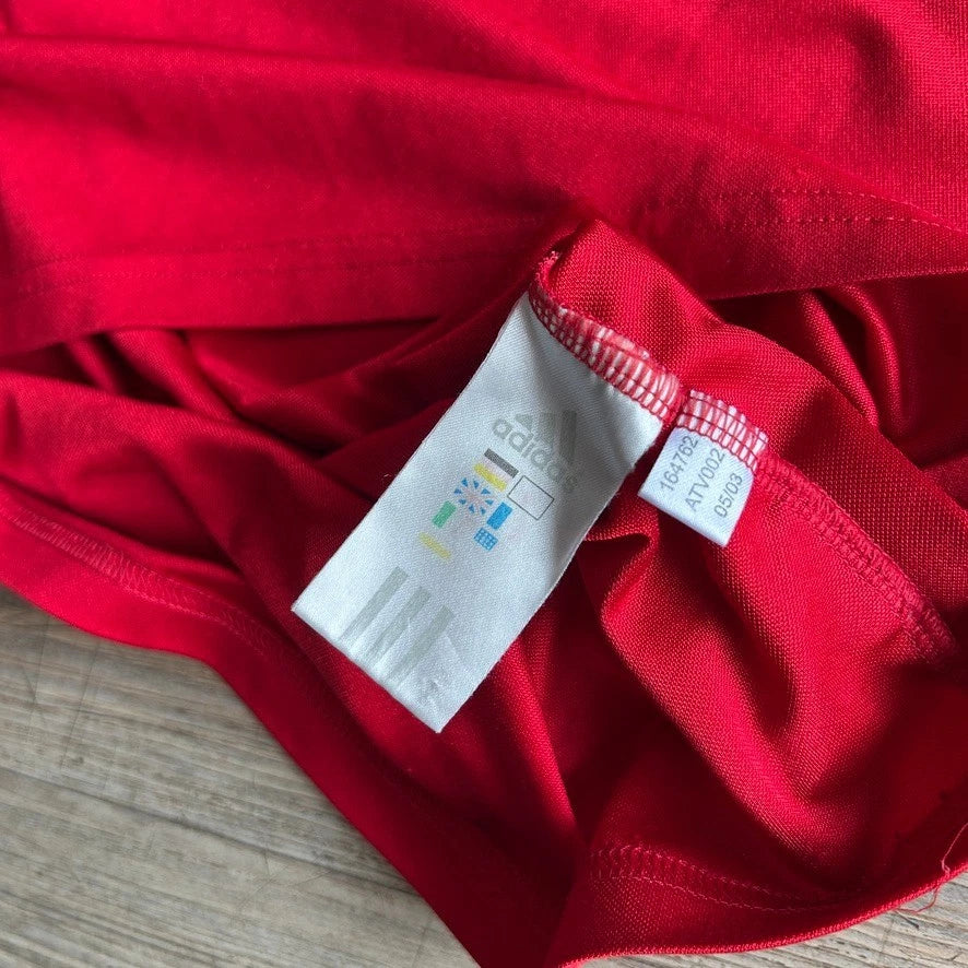 ADIDAS Y2k | Centre Logo Red Running Climalite Jersey T-Shirt sz XL