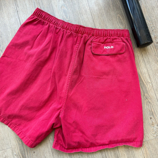 VINTAGE | POLO Ralph Lauren Red Cotton Canvas Shorts sz XL