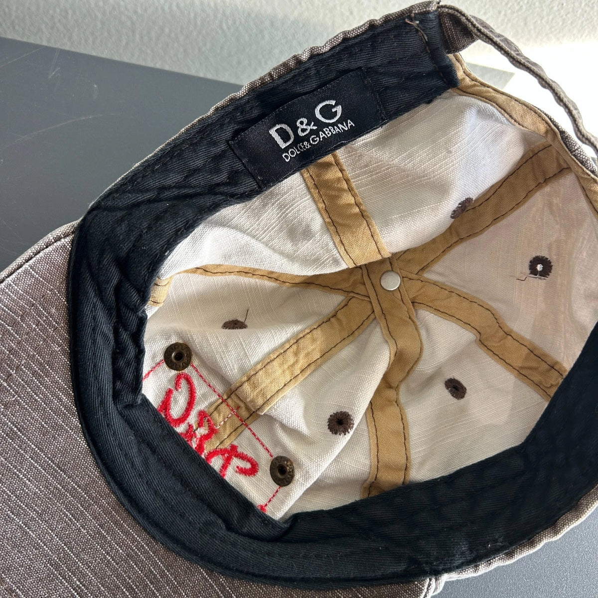 VINTAGE | Dolce & Gabbana Distressed Brown Logo Cap Hat sz OS