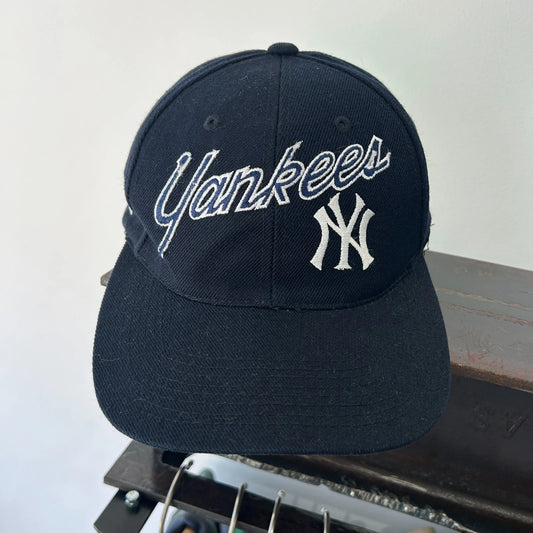 VINTAGE 90s | New York NY Yankees Script Sports Specialties Snapback Hat sz OS