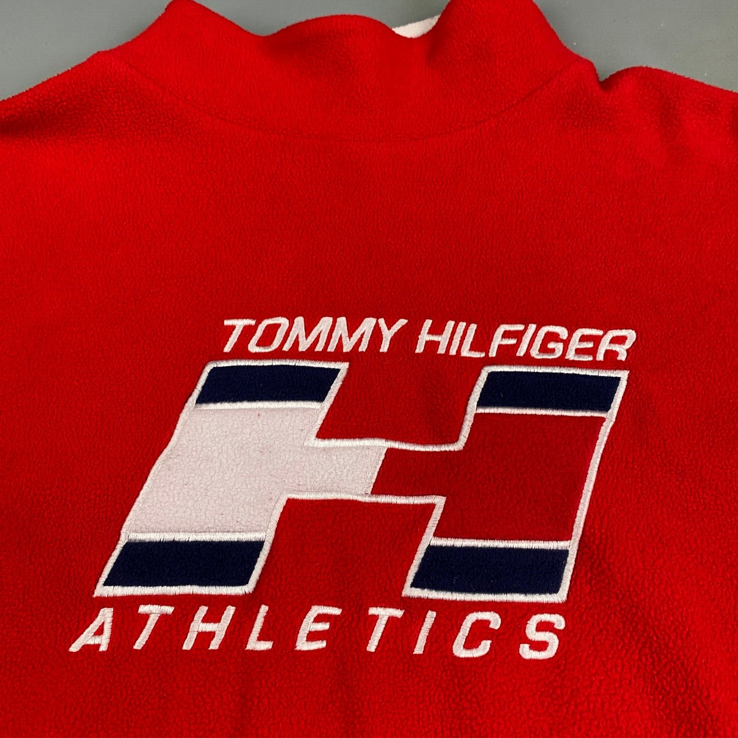 VINTAGE Tommy Hilfiger Athletics Fleece Mock Neck Sweater sz Large Adult