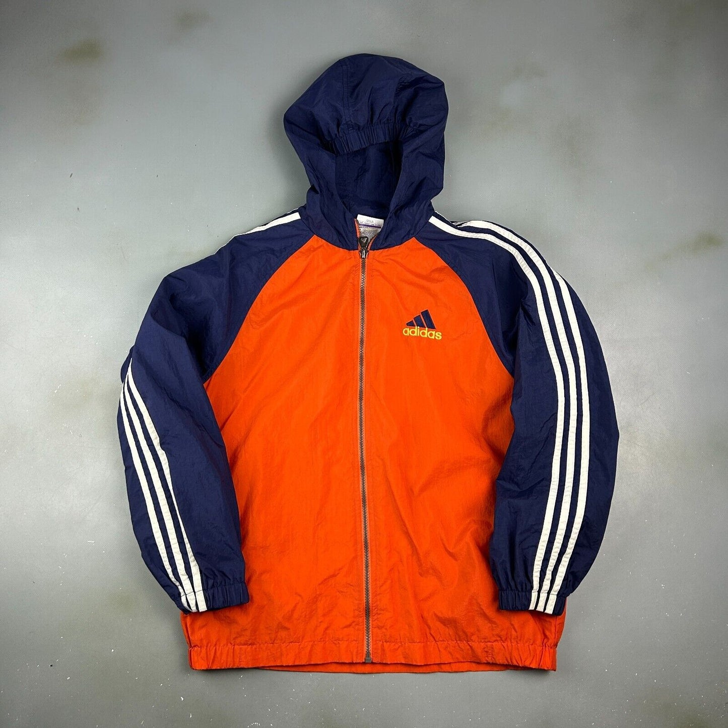 VINTAGE 90s | ADIDAS Full Zip Hooded Windbreaker Jacket sz L Girls Youth*