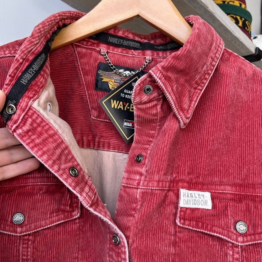 VINTAGE | Harley Davidson Corduroy Button Snap Shirt sz XXL