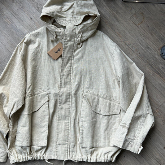 STUSSY | Waxed Linen Natural Short Parka Jacket NWT sz L