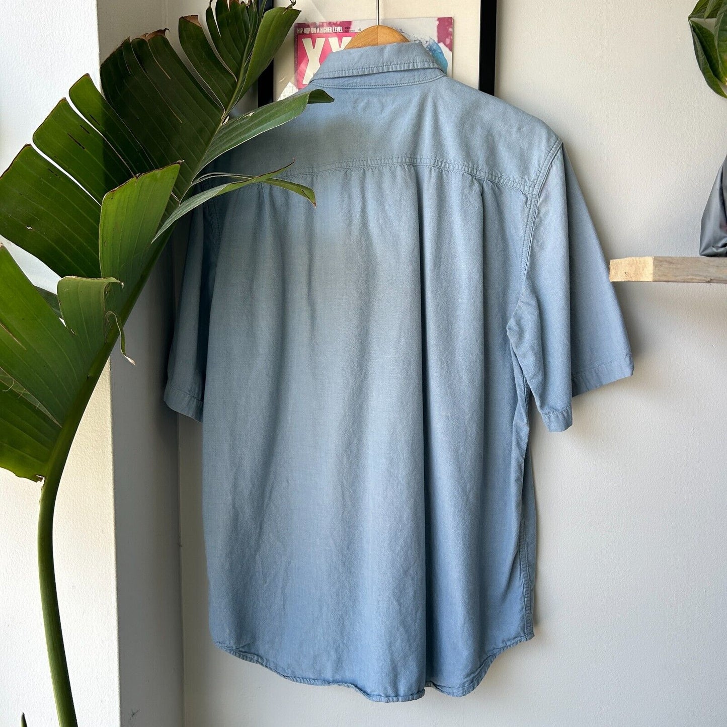 VINTAGE | Carhartt Denim Short Sleeve Button Snap Shirt sz L