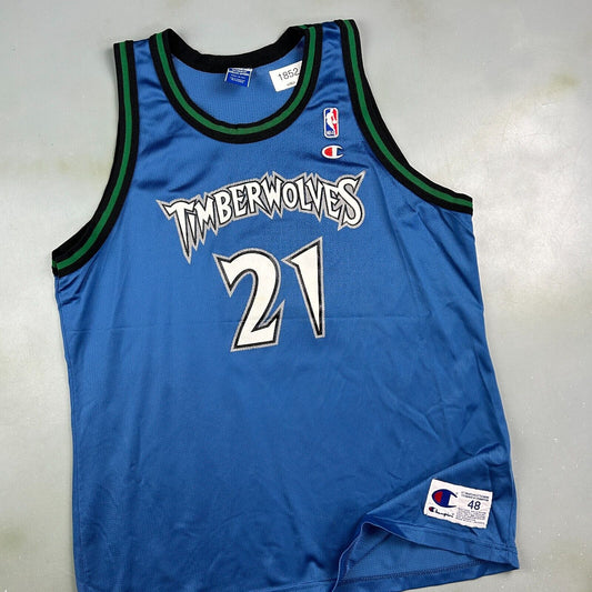VINTAGE 90s | Minnesota Timberwolves #21 Champion Basketball Jersey sz 48 Adult