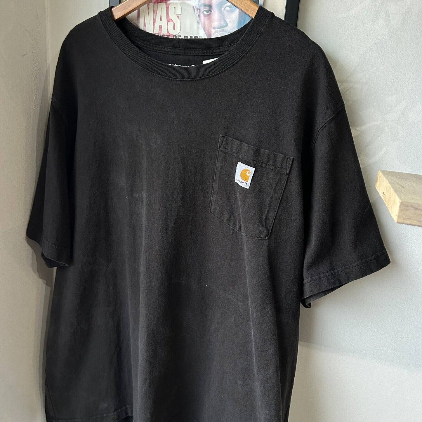 VINTAGE | Carhartt Logo Faded Black Logo Relaxed T-Shirt sz XL