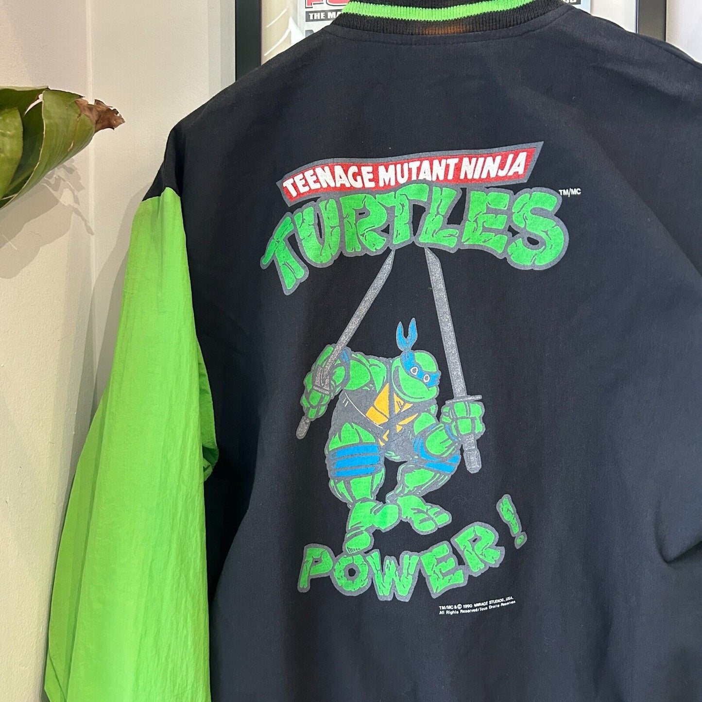 VINTAGE 90s | Teenage Mutant Ninja Turtles Button Snap Bomber Jacket sz XS Adult