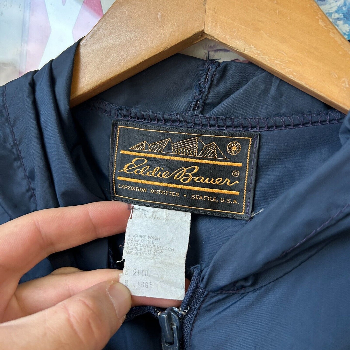 VINTAGE | Eddie Bauer 1/2 Zip Navy Anorak Windbreaker Jacket sz L