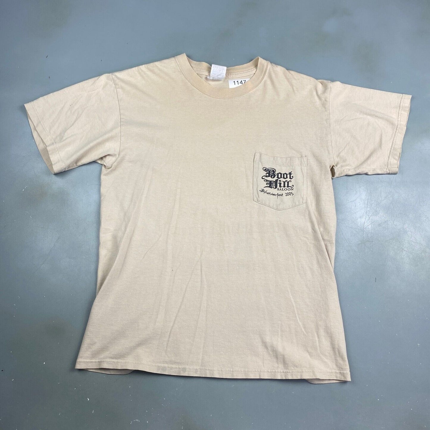 VINTAGE Boot Hill Saloon Biketoberfest Faded Tan Biker T-Shirt sz M-L Adult