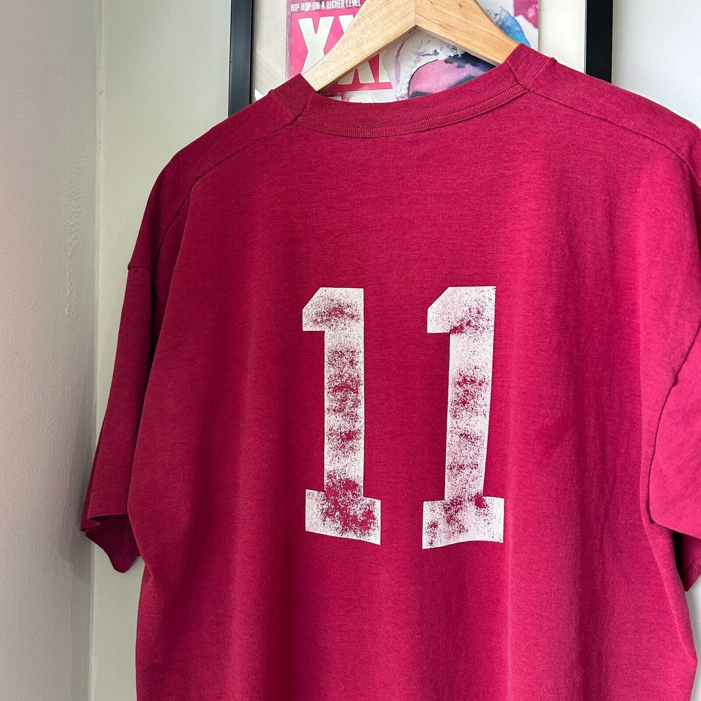 VINTAGE 90s | Sandwich Factory Faded Dark Red Baseball T-Shirt sz XL Adult