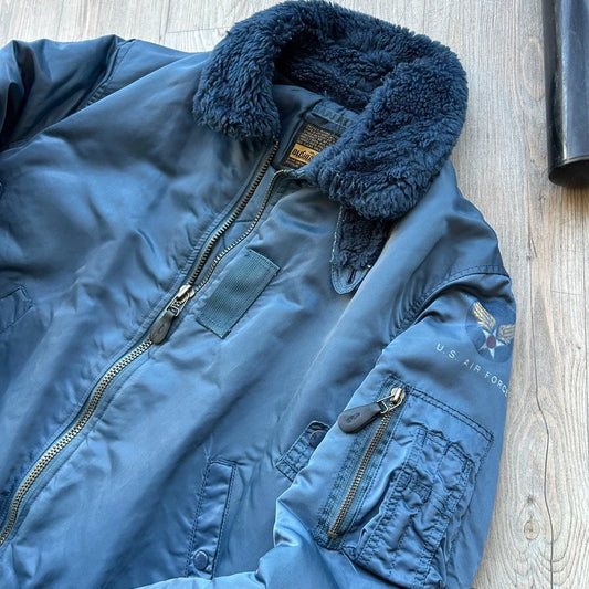 VINTAGE | Type B-17C Bushline U.S Air Force Blue Bomber Jacket sz M