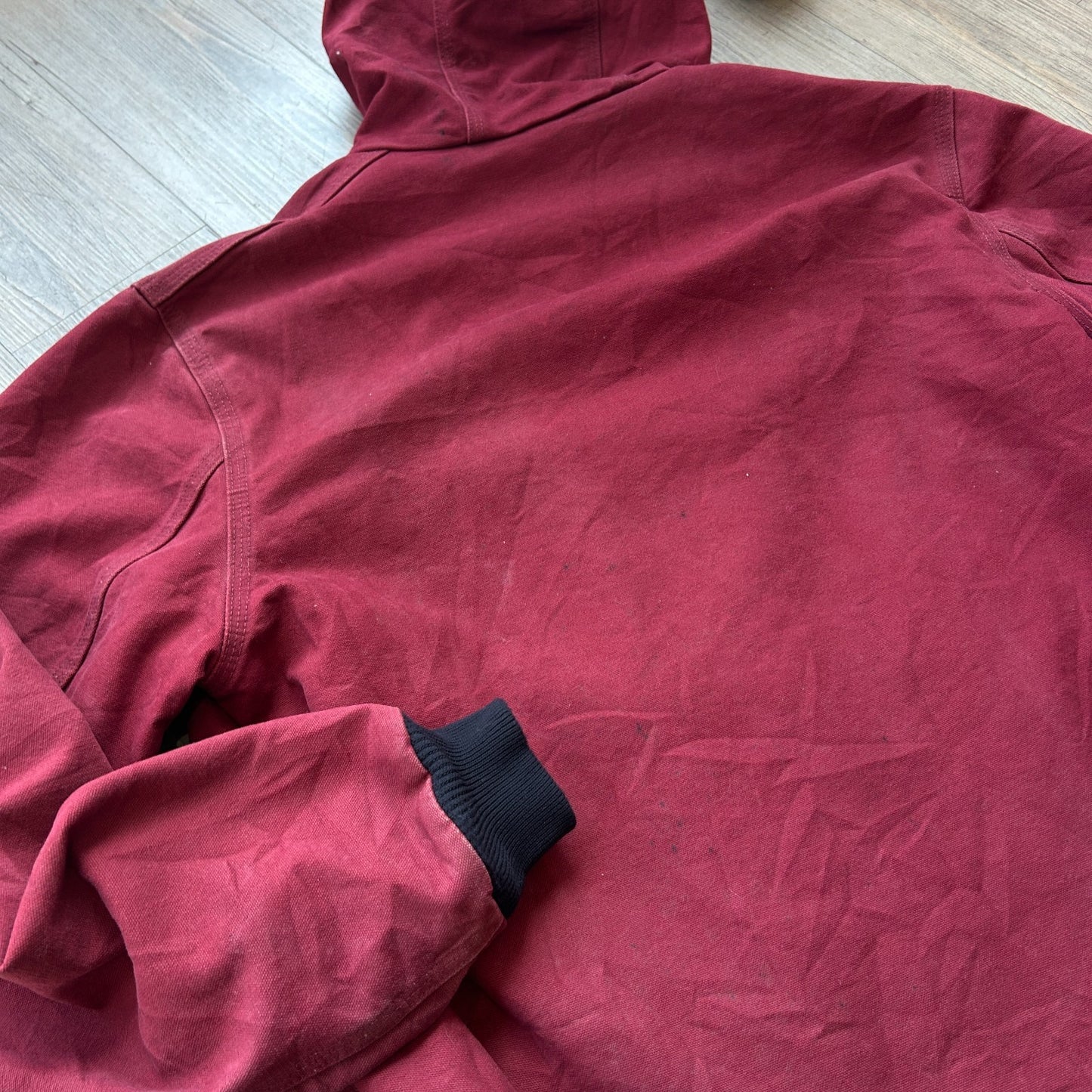 VINTAGE | Carhartt Dark Red Zip Hooded Jacket sz L