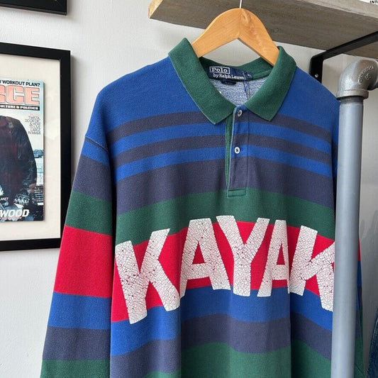 VINTAGE 90s | Ralph Lauren KAYAK Rugby Polo Shirt sz XL
