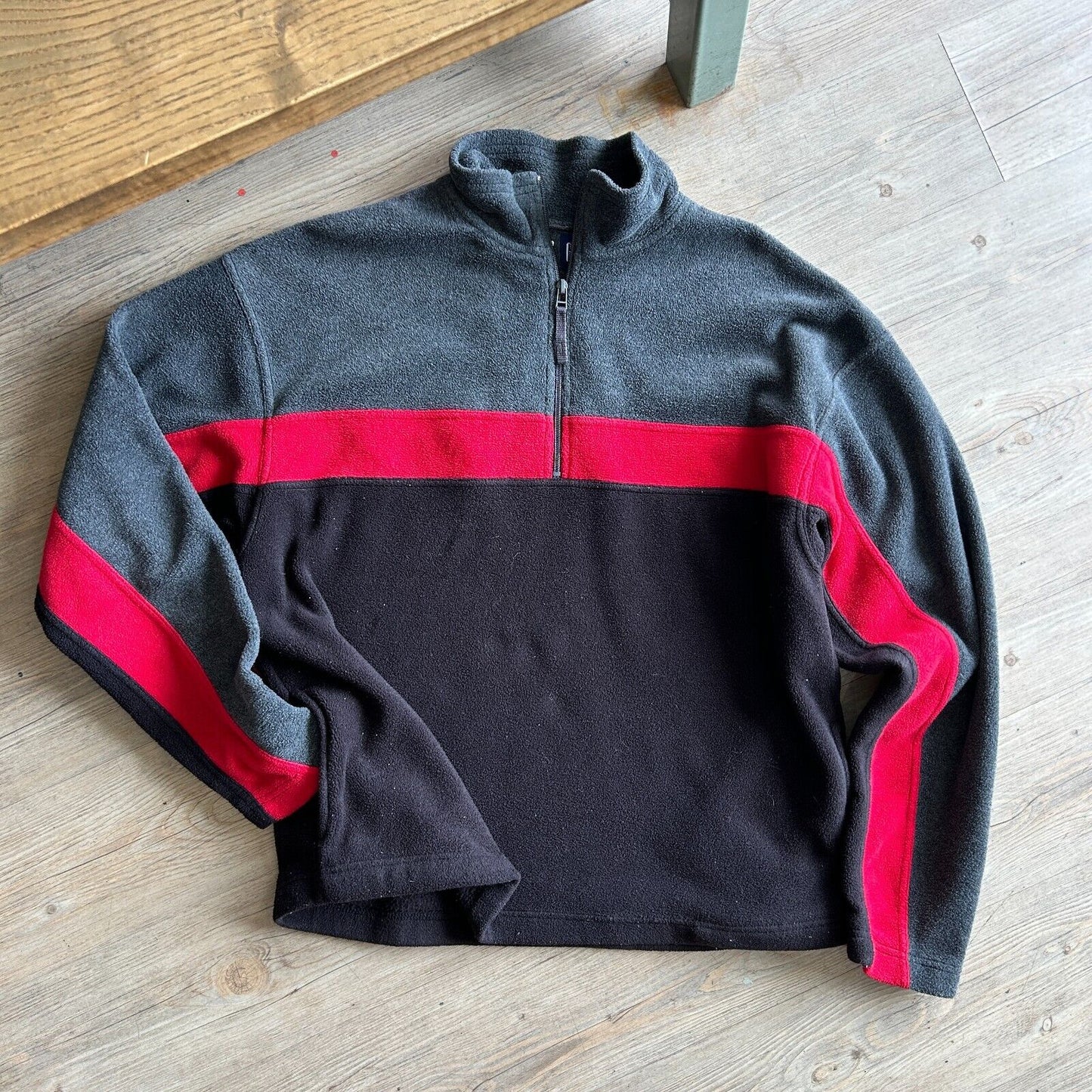 VINTAGE | GAP 1/4 Zip Striped Fleece Sweater sz L