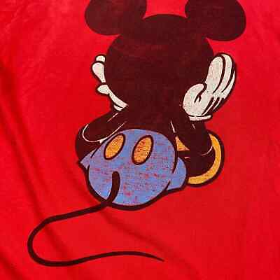 VINTAGE 90s Cute Lil Mickey Mouse Red T-Shirt sz Large Adult MadeinUSA