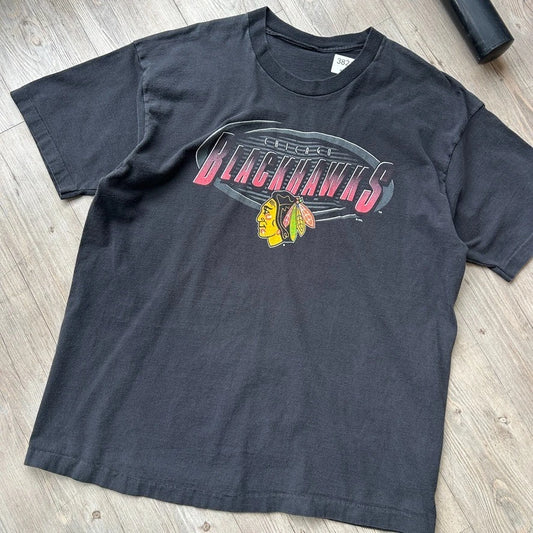 VINTAGE 90s | Chicago Blackhawks NHL Hockey Logo T-Shirt sz XL