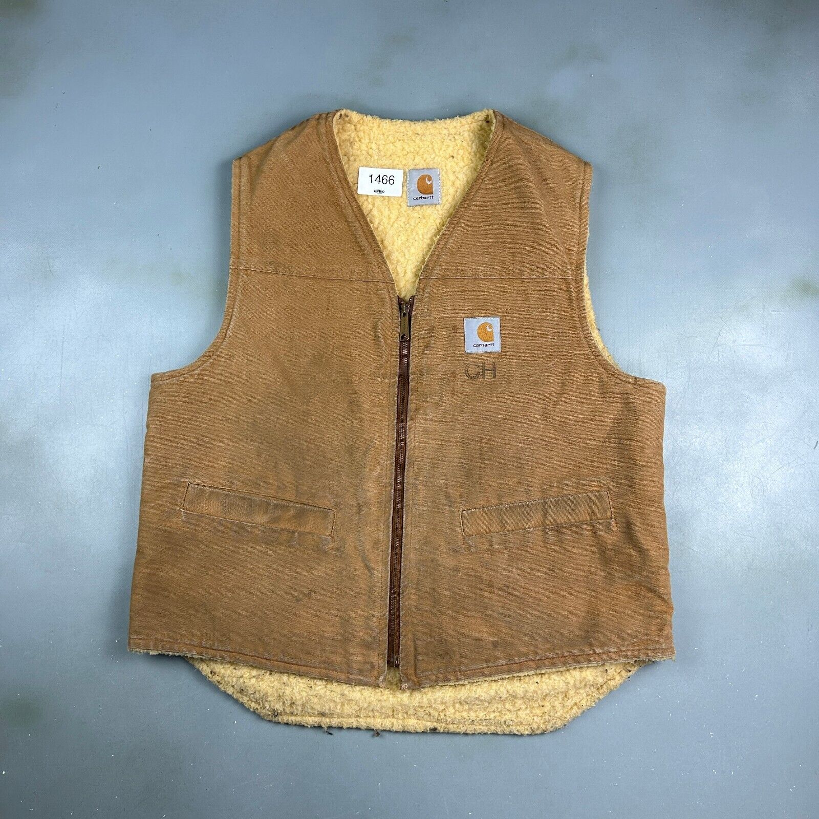 VINTAGE 90s Carhartt Sherpa Lined Vest Jacket sz Large Men Adult