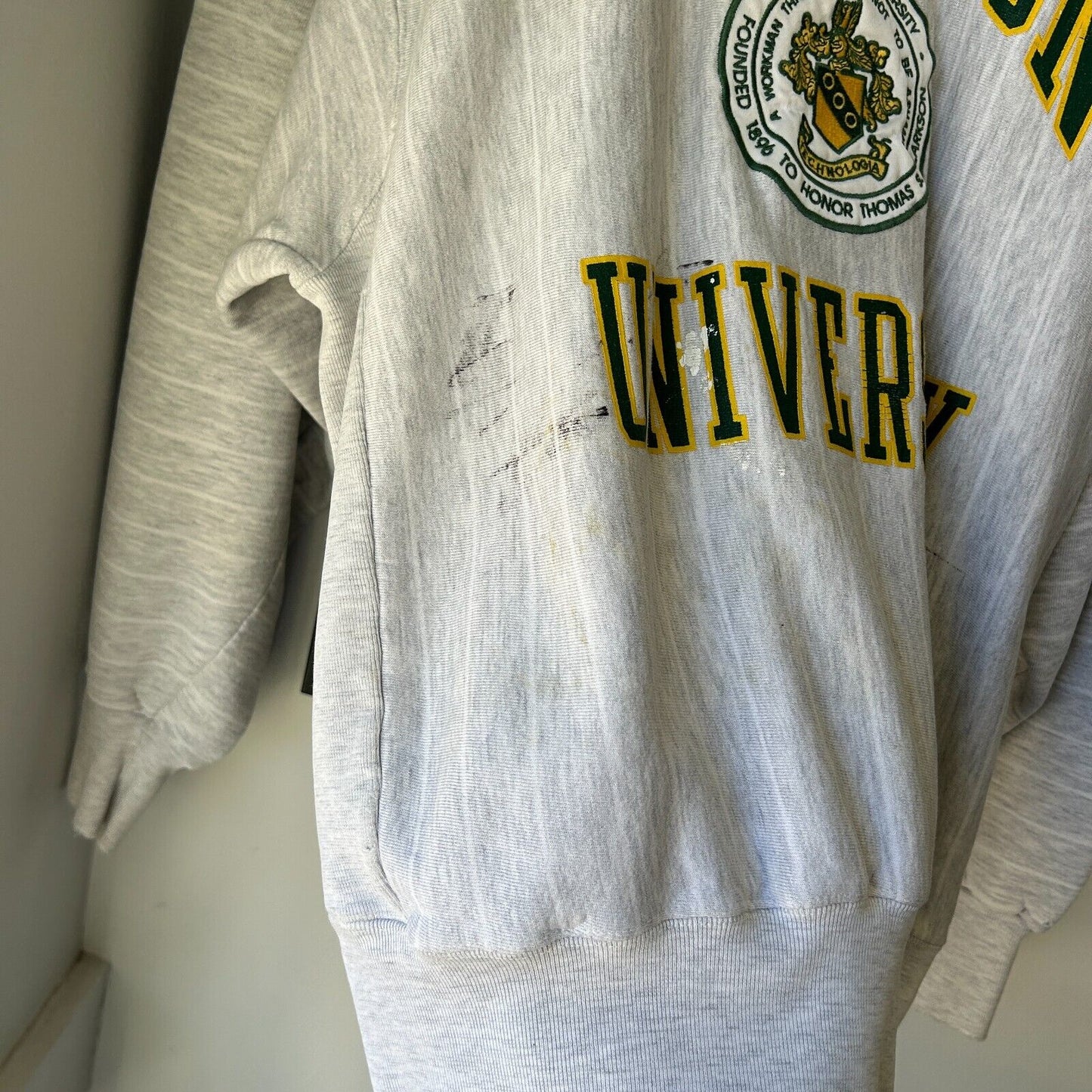 VINTAGE 90s | Clarkson University Vertical Striped Crewneck Sweater sz XL Adult