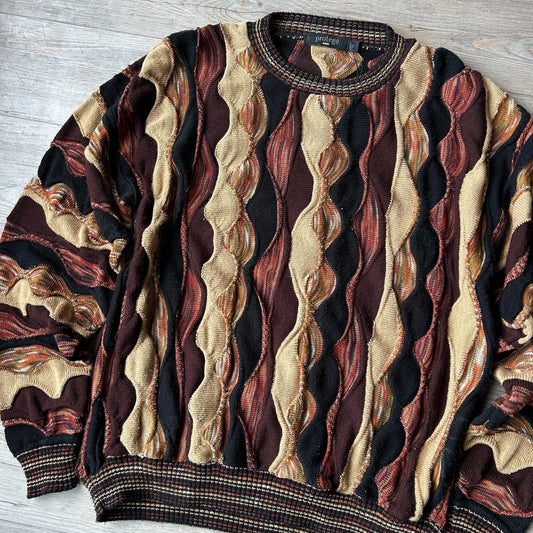 VINTAGE | 3D Textured Coogie Style Protege Knit Sweater sz M