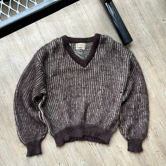 VINTAGE 60s | Towne & King Mohair Wool Argyle Knit Sweater sz 46 L-XL Adult