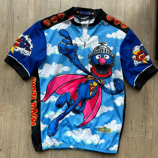 VINTAGE | Sesame Street Super Grover Cycling Bike Jersey sz M Adult