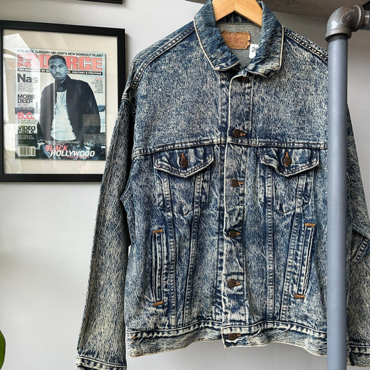 VINTAGE 90s | LEVIS Acid Wash Denim Jean Trucker Jacket sz M