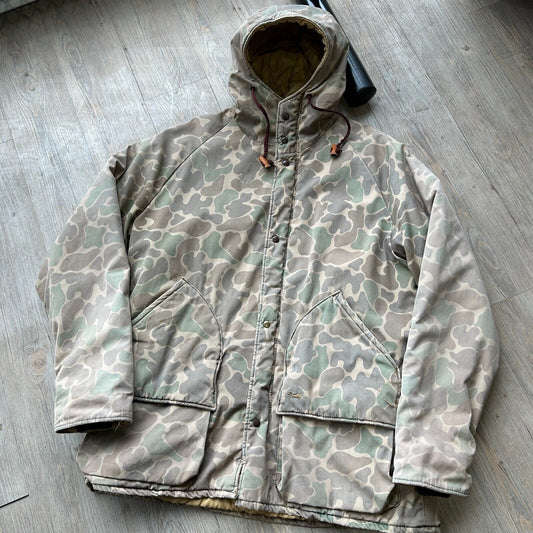 VINTAGE 80s | DUXBAK Faded Duck Camo Hunting Parka Jacket sz XL Adult