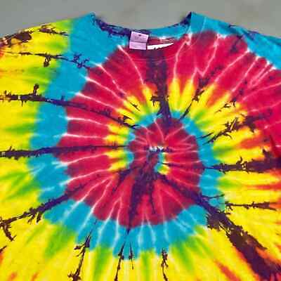 VINTAGE Tye Dye Spiral Multicolor Blank T-Shirt sz XL Adult