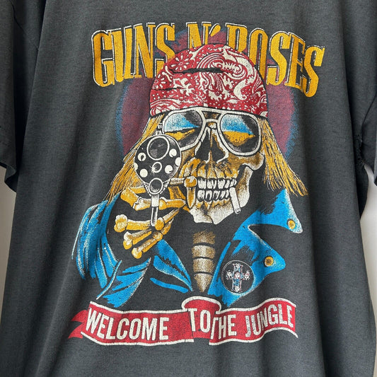 VINTAGE 80s | Guns N' Roses Welcome To The Jungle Thrashed Band T-Shirt sz L