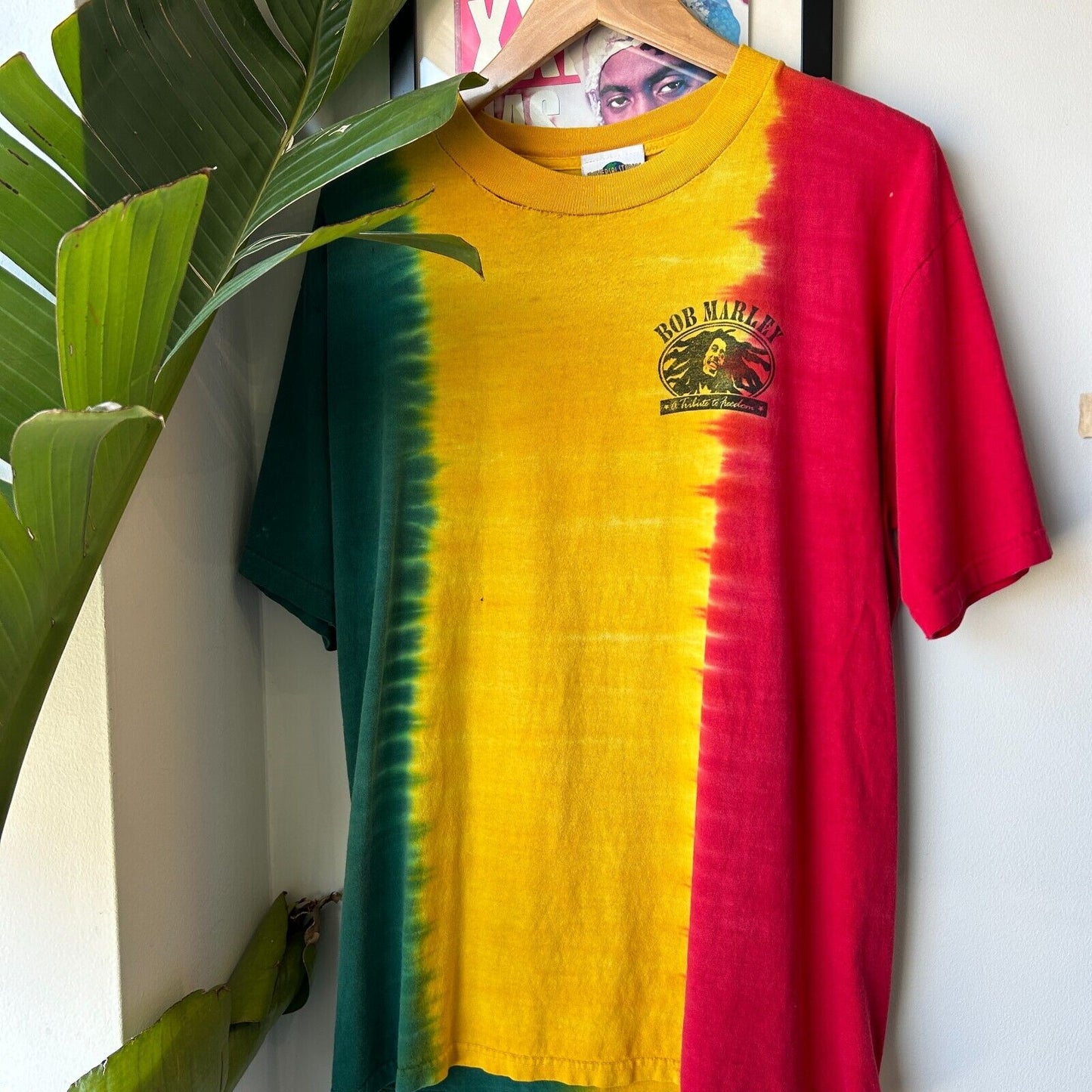 VINTAGE 90s | Bob Marley One Love One Heart Rasta Tye Dye T-Shirt sz M