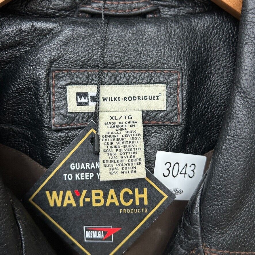 VINTAGE | Black Contrast Stitch Genuine Leather Jacket sz XL