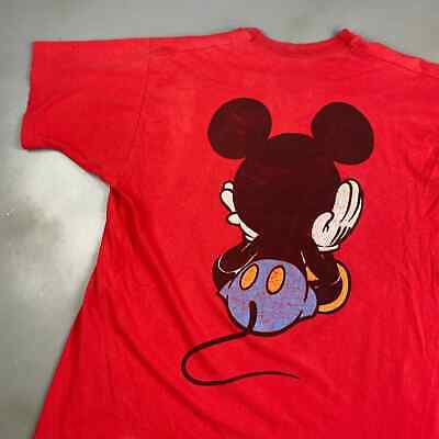 VINTAGE 90s Cute Lil Mickey Mouse Red T-Shirt sz Large Adult MadeinUSA