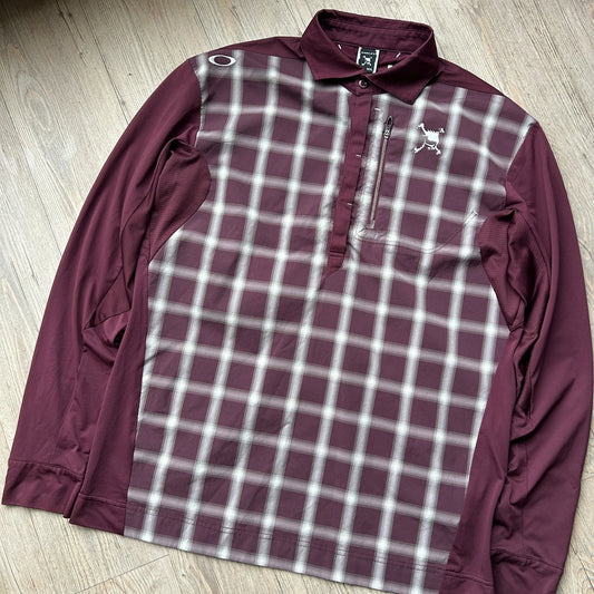 OAKLEY | Shadow Plaid 1/2 Button Down Golf Polo Shirt sz L