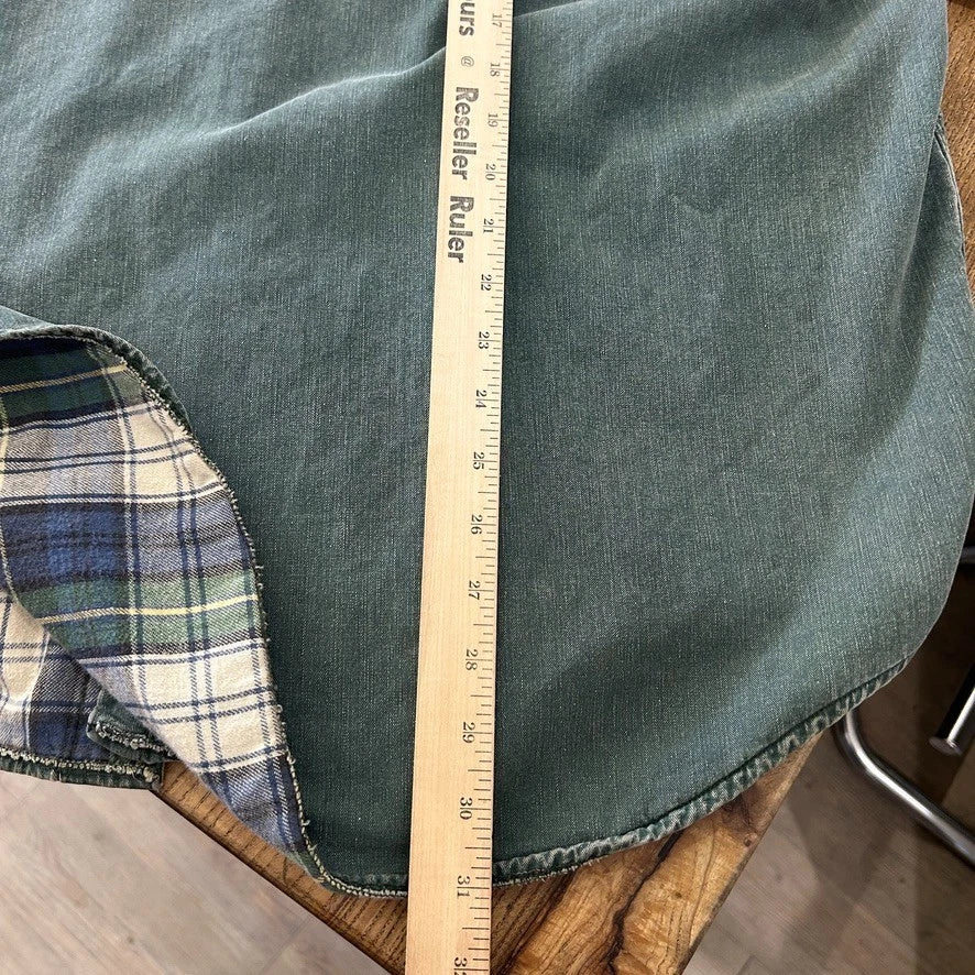 VINTAGE 1990s | L.L Bean Faded Clay Green Plaid Lined Button Down Shirt sz L/XL