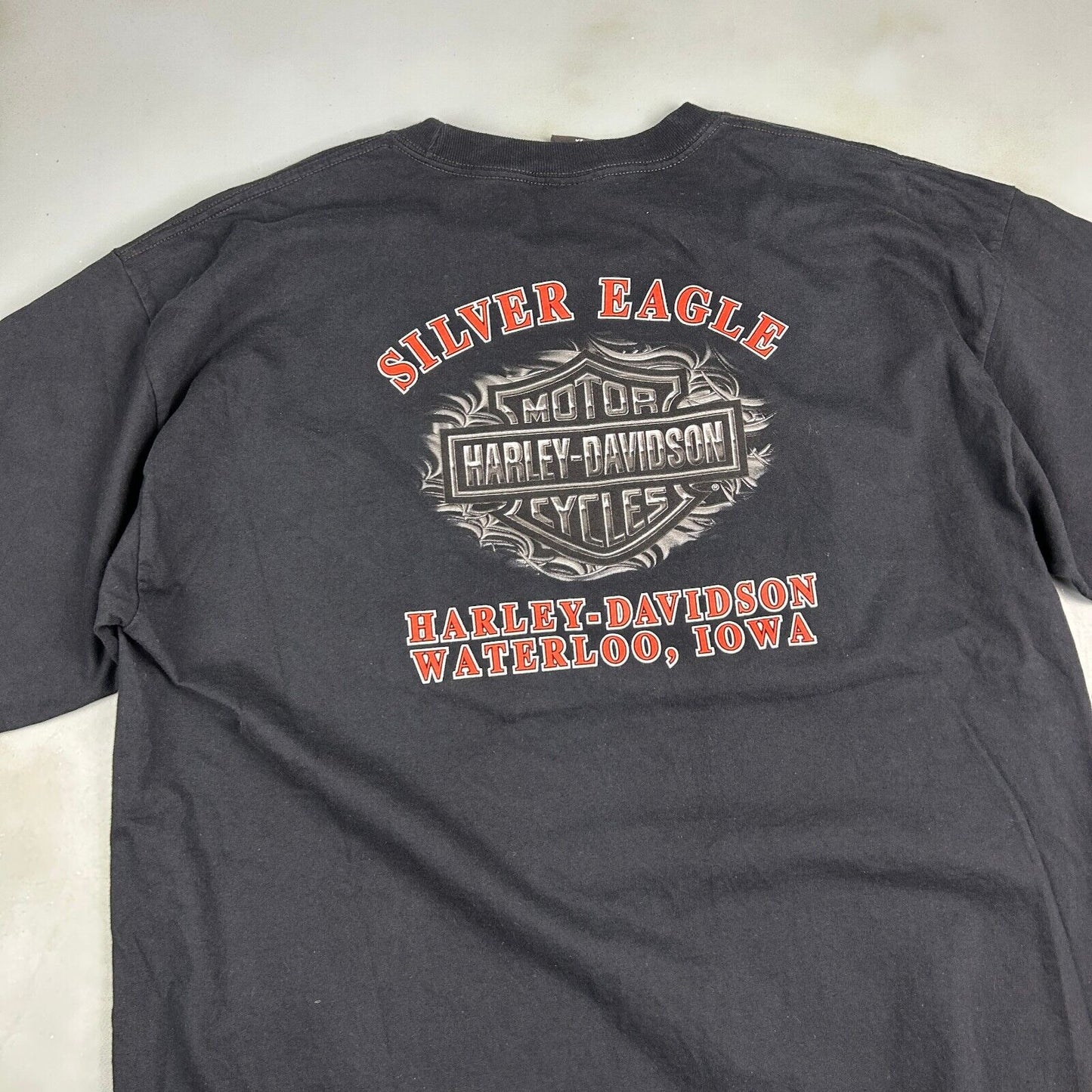 VINTAGE | Harley Davidson Motor Cycles Biker Silver Eagle T-Shirt sz XXL Adult