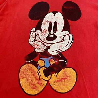VINTAGE 90s Cute Lil Mickey Mouse Red T-Shirt sz Large Adult MadeinUSA