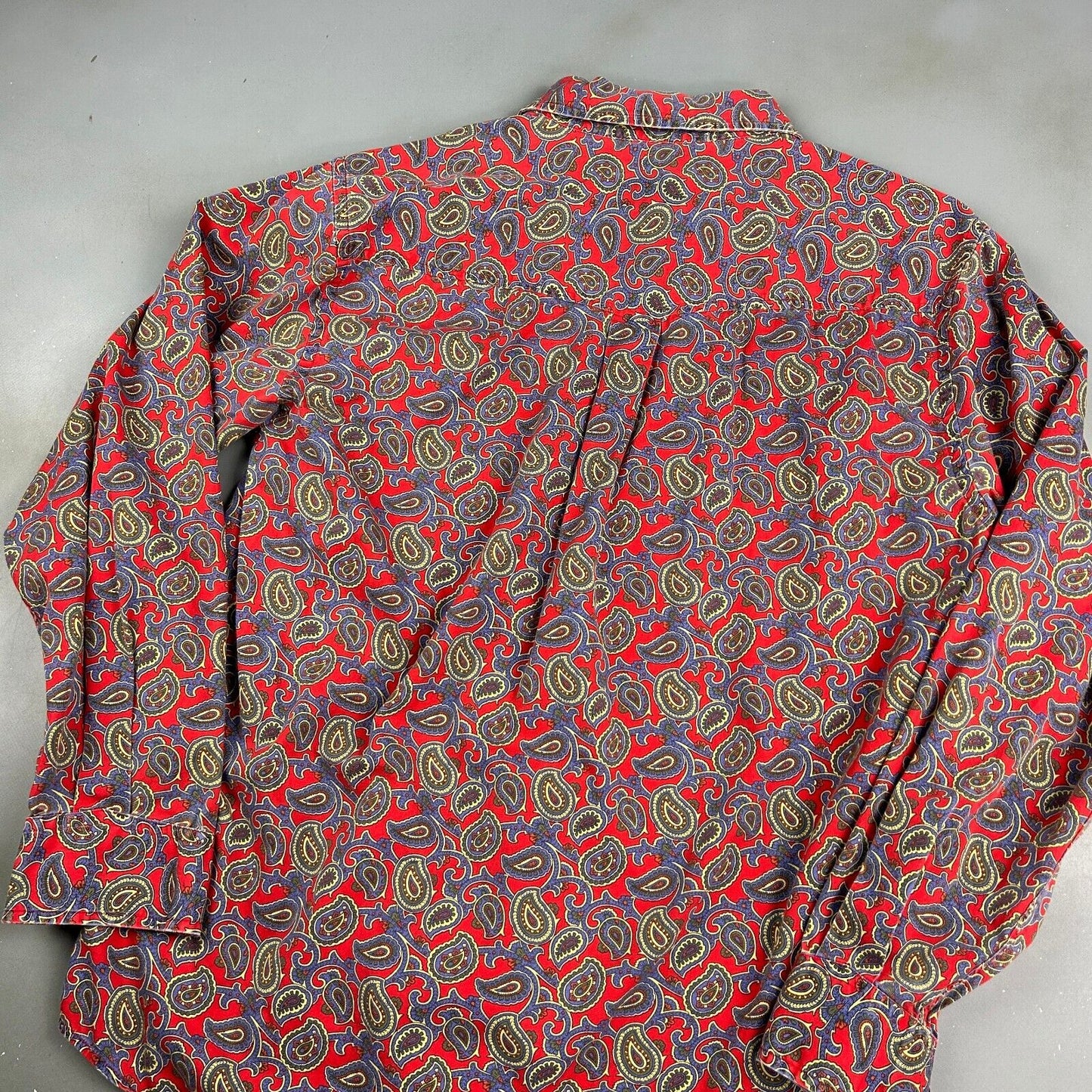 VINTAGE 90s Alan Flusser Cotton Paisley Pattern Button Up Shirt sz Medium Adult