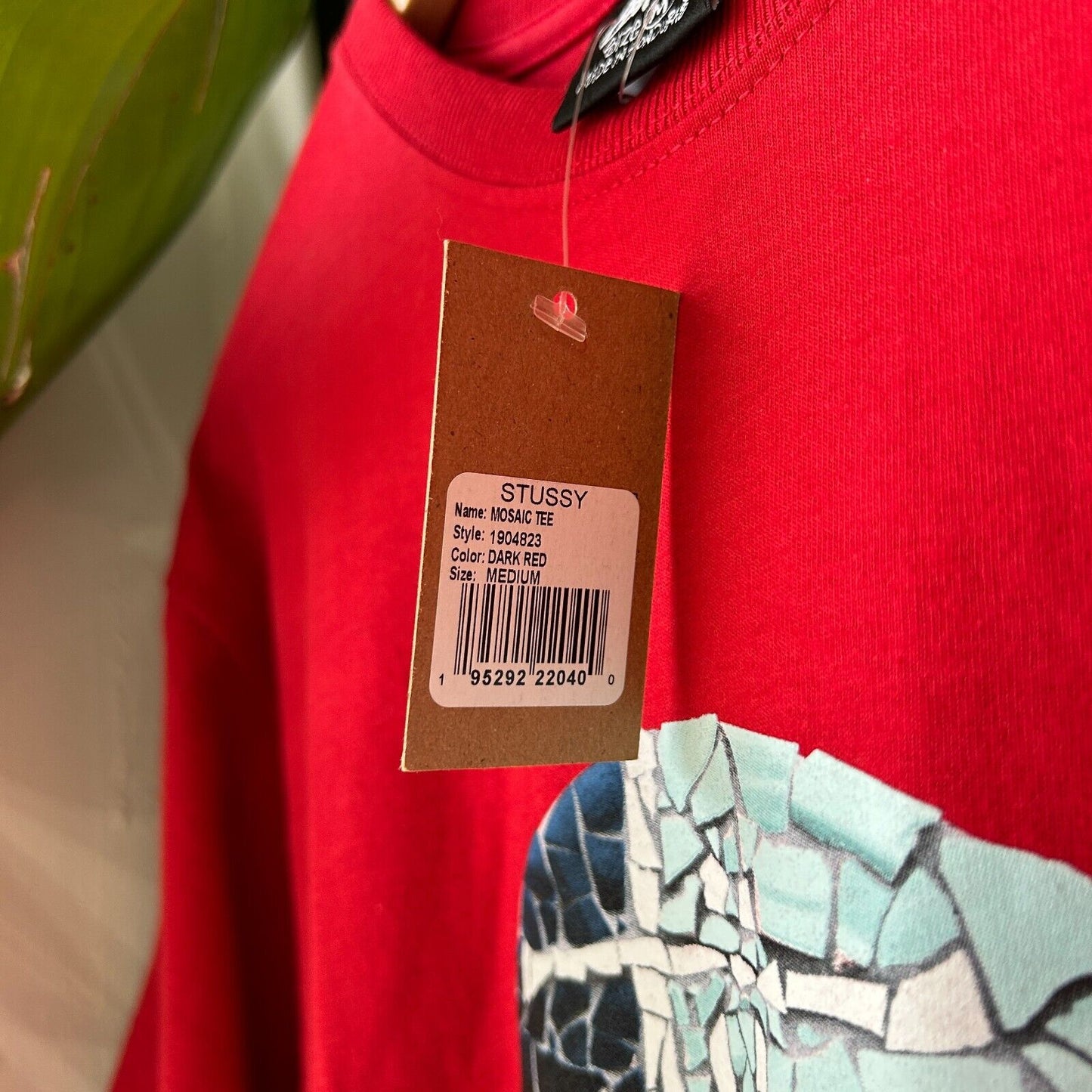STUSSY Mosaic Tile Logo Red T-Shirt sz M Adult New With Tags