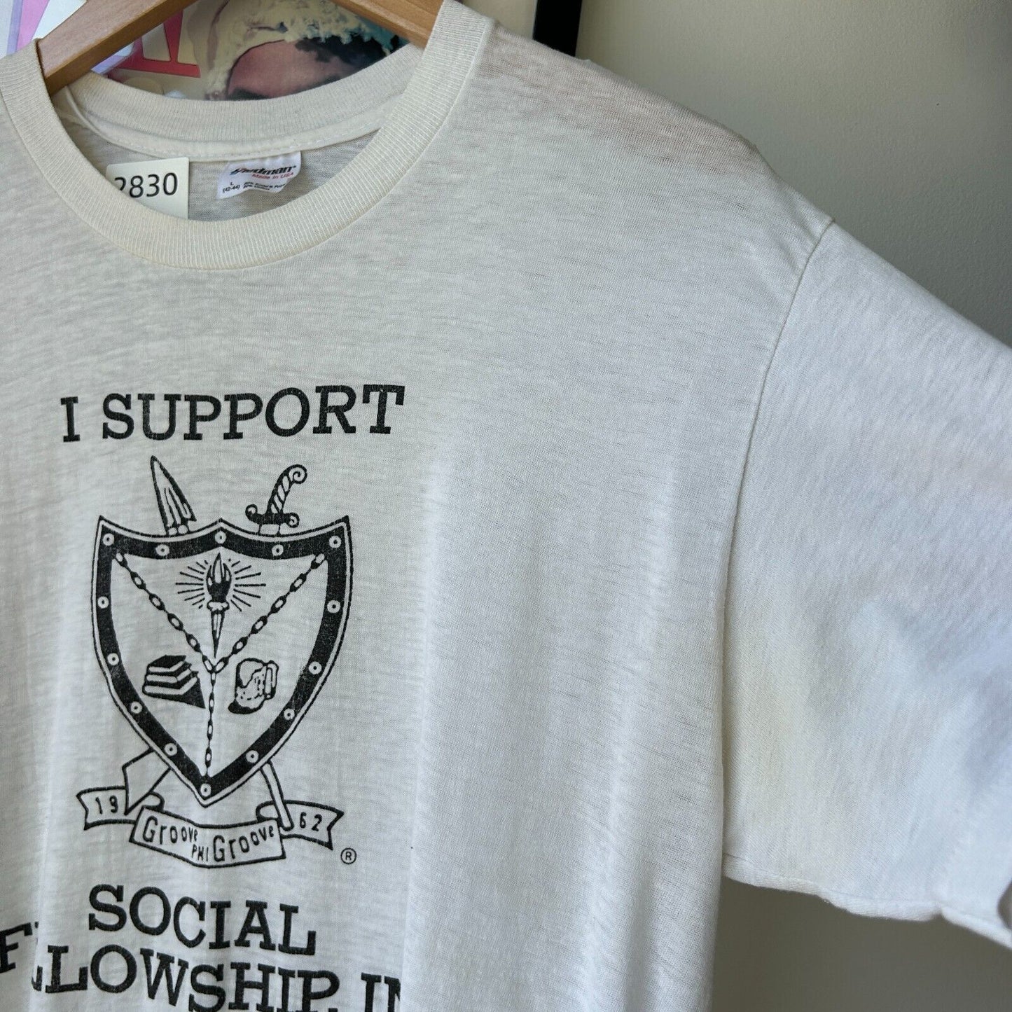 VINTAGE 60s | I Support Social Fellowship T-Shirt sz L