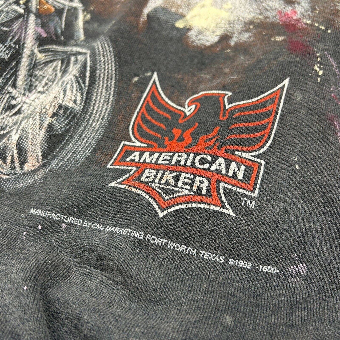 VINTAGE 90s | One Of A Kind American BIKER 3D Emblem Crewneck Sweater sz L Adult