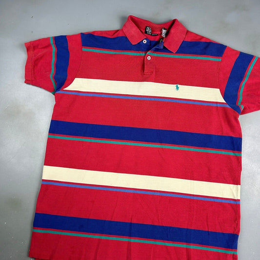 VINTAGE 90s Ralph Lauren Striped Polo Shirt sz XL Adult