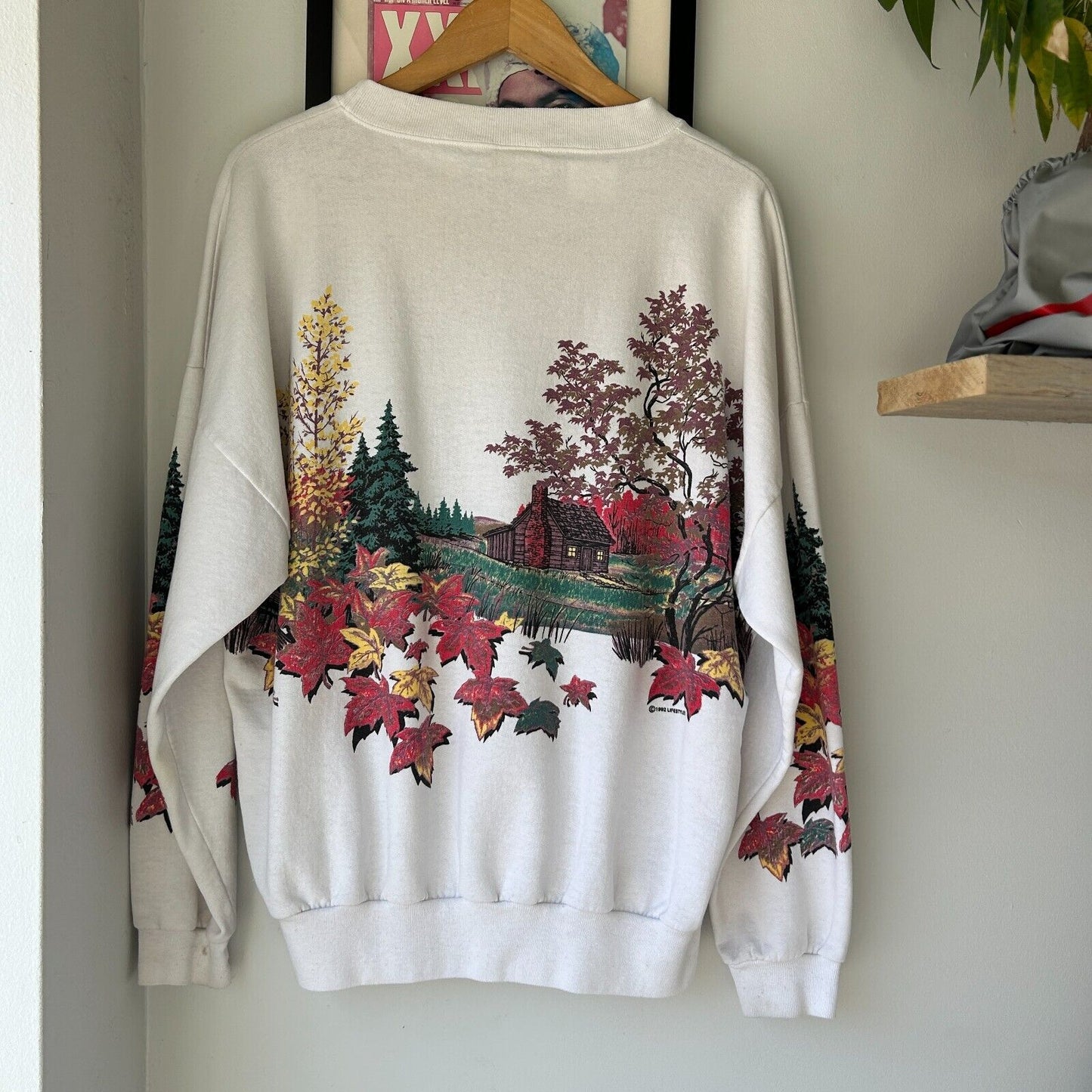 VINTAGE 90s | Lifestyles All Over Fall Nature Print Crew Sweater sz XL-2XL