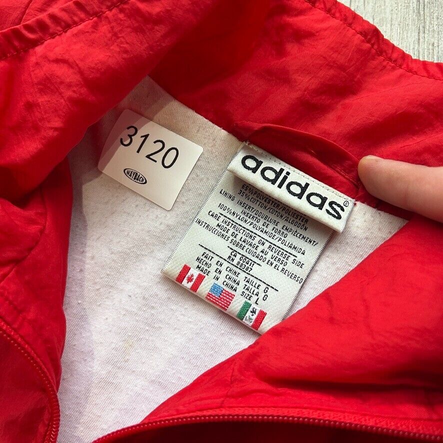VINTAGE 90s | Adidas 3 Stripe Full Zip Windbreaker Jacket sz L