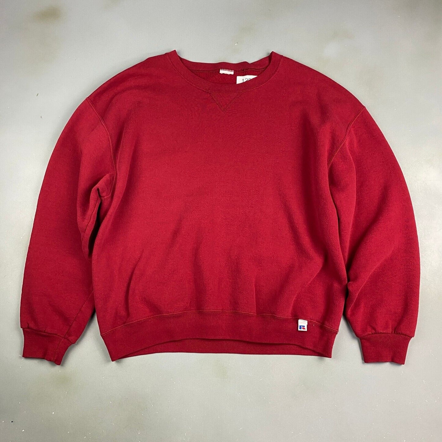 VINTAGE Russell Athletic Blank Red Crewneck Sweater sz Large Adult
